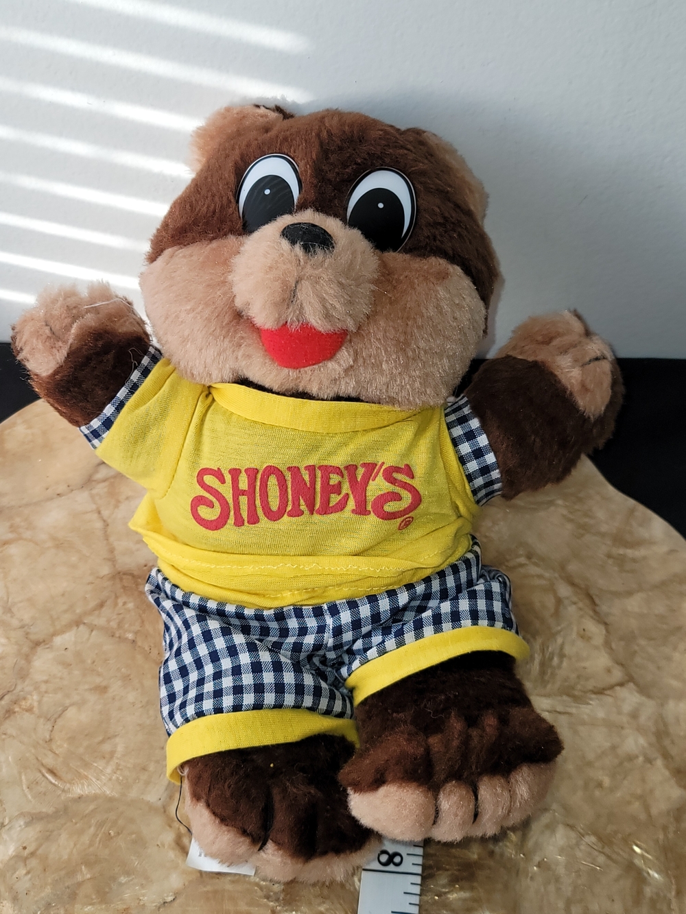 Shoney's Mascot Plush Bear in Yellow Shirt 1995 Stuffed Animal